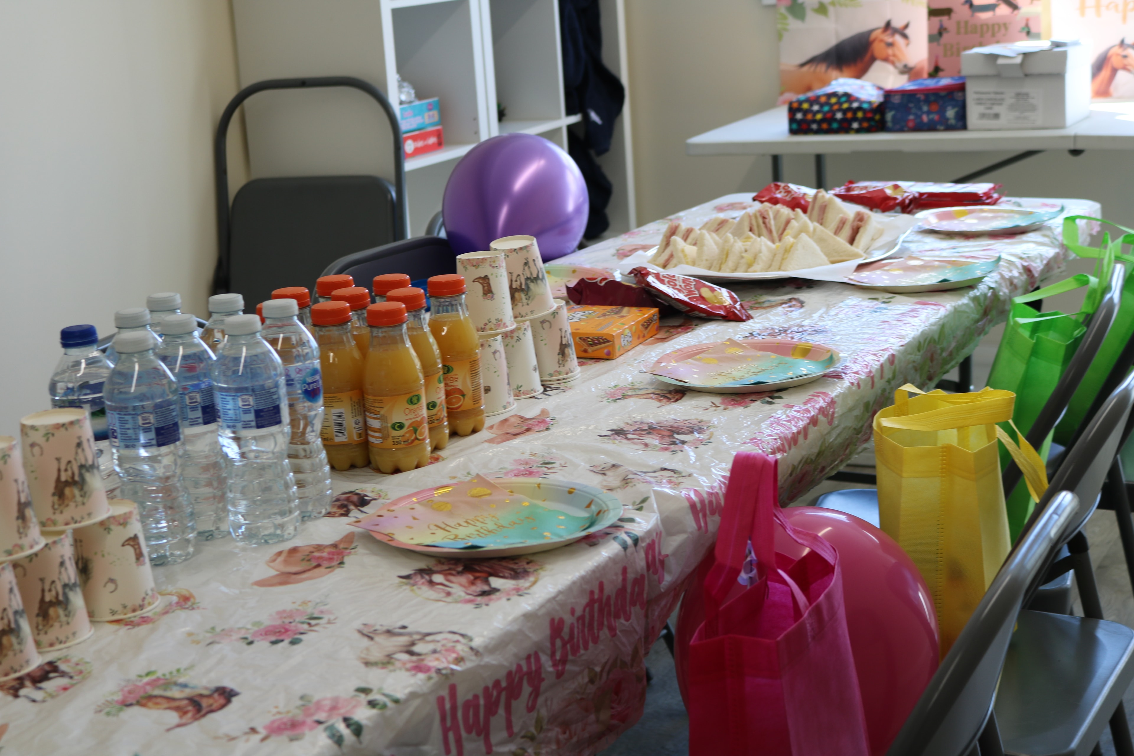 Children at a pony birthday party